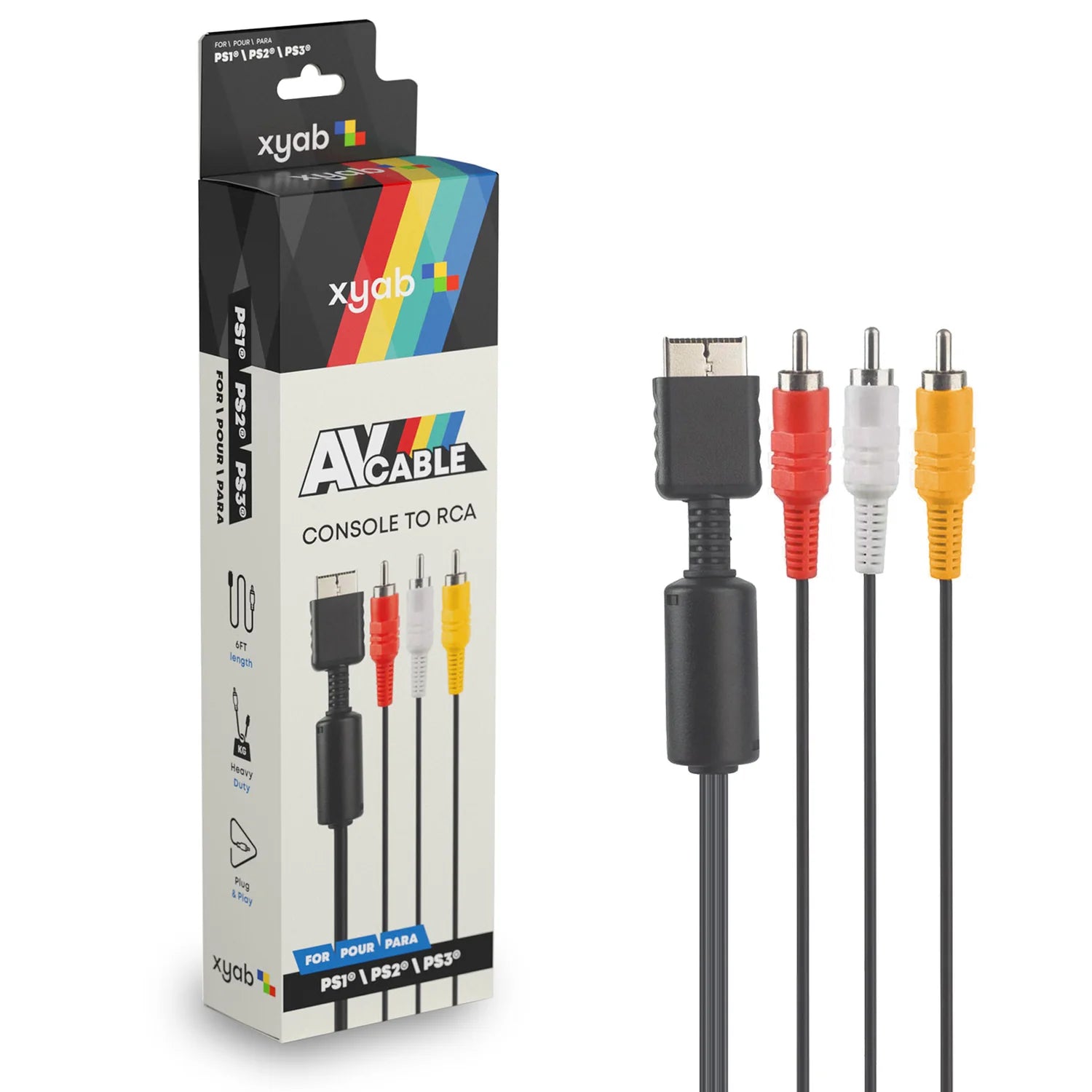 AV Composite RCA Cable for PlayStation, PlayStation 2 and PlayStation 3
