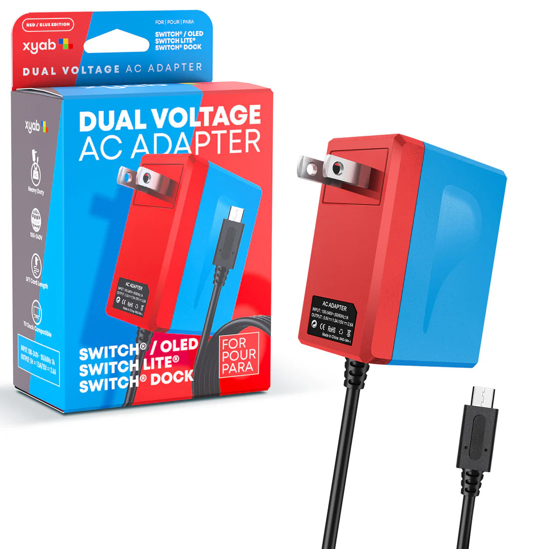 Power Adapter for Nintendo Switch - Red & Blue Edition